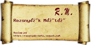 Rezsnyák Máté névjegykártya