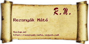 Rezsnyák Máté névjegykártya